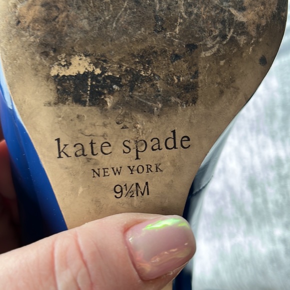 Kate spade royal blue patent peep toe wedge pump sz 9.5M - Picture 14 of 14